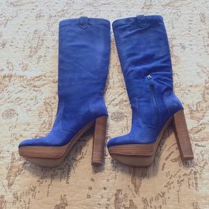 Nine West (Boutique 9) “Fleming” Tall Suede Boots - Blue - Size 8 - Brand New